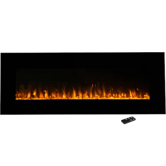 Hastings Home 54&#x22; Black LED Electric Wall Fireplace